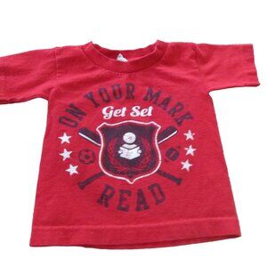 Pullover‎ Reading T Shirt Toddler Boys Size 2T Red Short Sleeve Library Tee Top
